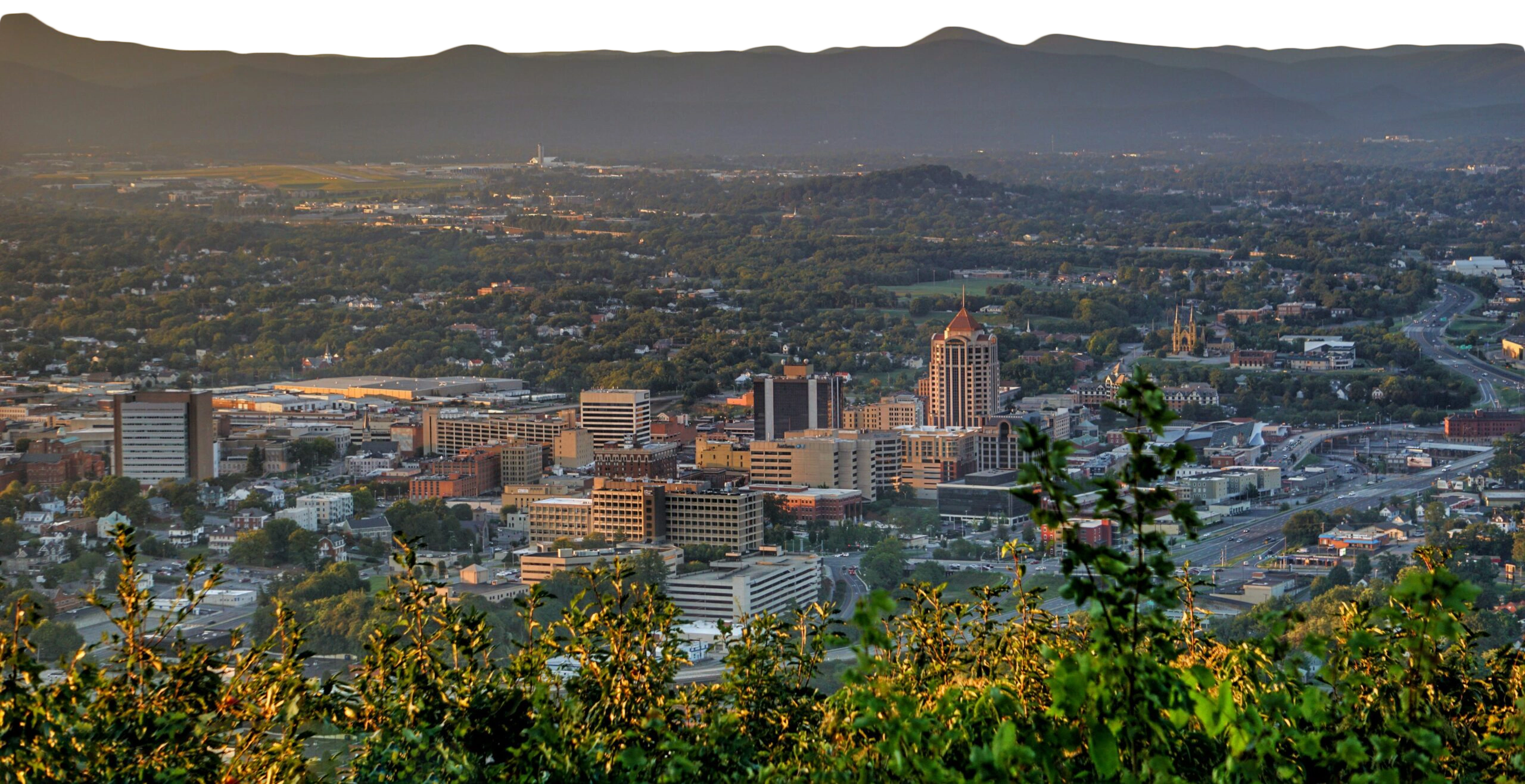 Roanoke, Virginia skyline at dusk